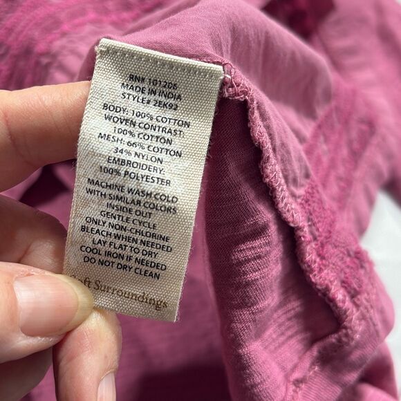 Soft Surroundings Coconut Dreams Mellow Mauve Embroidered Tunic Top M - Picture 13 of 13